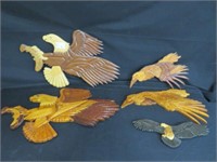 5 WOOD CARVINGS OF EAGLES (VARIOUS SIZES)