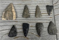 (7) Native American Arrowheads W/ Spear Point