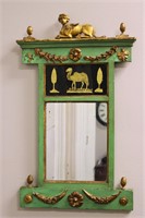 1800s Painted Gilt Mirror With Sphinx And Camel