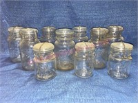(10) Canning jars w/ glass lids (Ball & others)