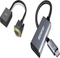 NEW $31 2PK HDMI-VGA Adapter & USB C-HDMI Adapter