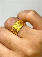 24k Leaf Ring, 9.82g, Size 5