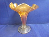 Fenton Fine Ribbed Marigold Carnival Glass Vase