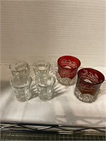 4 shot glasses and 2 glasses