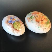 2 CHINA HAND PAINTED EGGS