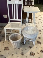4 white painted furniture items.