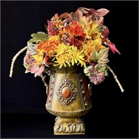 Fall Faux Floral Arrangement in Metal Container