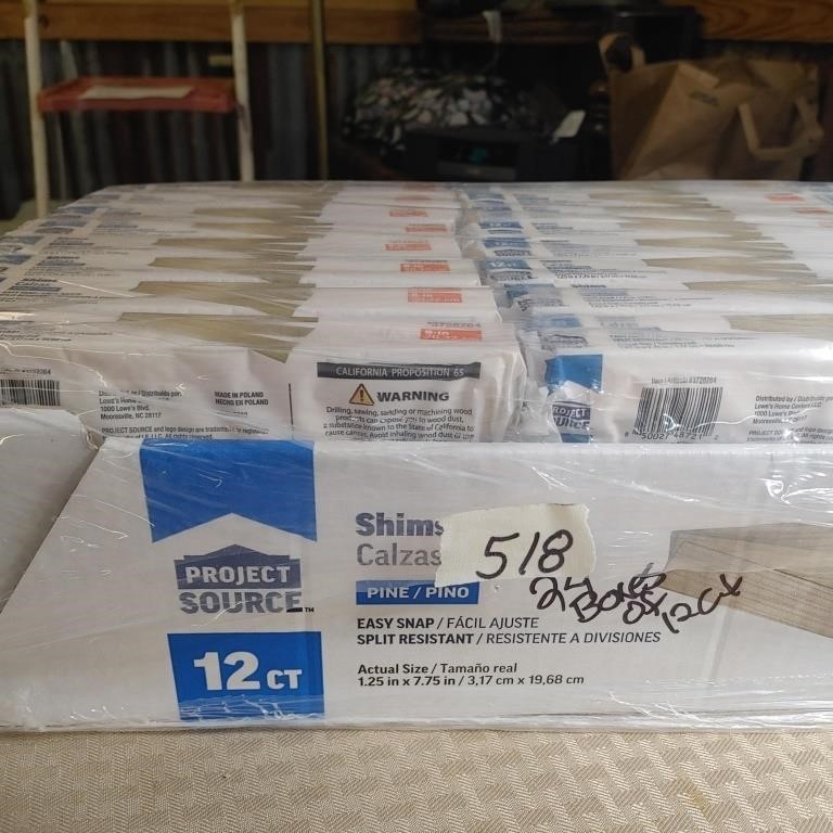 NEW 12 CT X 24 BOXES PINE EASY SNAP SHIMS