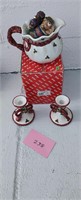 2 Christmas card holder, ceramic Kettle with lid.