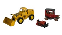 Vintage Construction Toy Tractors & Tin Litho Car