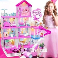 2023 House for Dream Doll Playset, 4-Story 11 Room