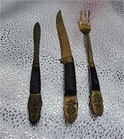 Brass Vintage Rare Cutlery Set Unknown Marking