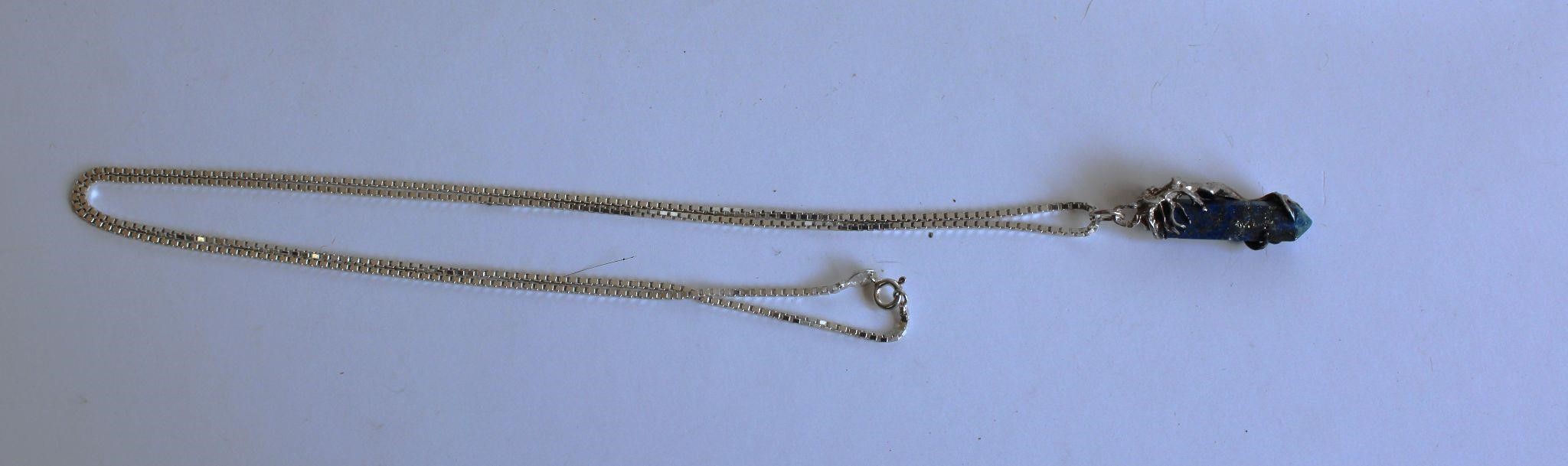 Sterling Silver Chain & Mermaid Quartz Pendant