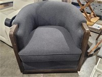 Swivel Grey Upholstered Barrel Chair