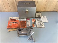 Vintage Powr-Kraft Jig Saw, Blades & Case