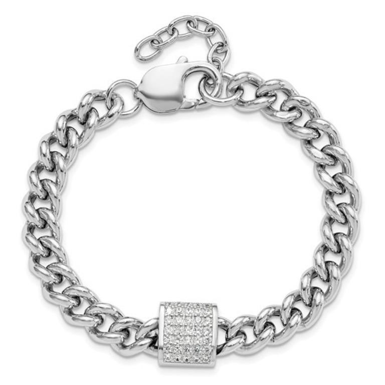 Sterling Silver Rhodium-plated Crystal Bracelet