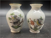 2 herend bird/butterfly mini vases