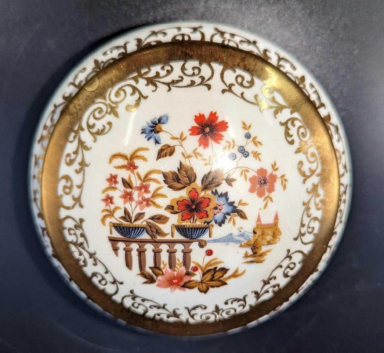 Vintage Limoges French Porcelain Floral Round Box