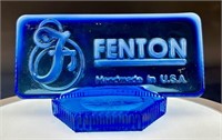 Fenton Blue Opalescent Logo Sign
