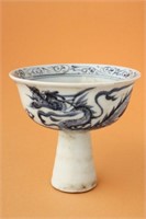 Chinese Blue and White Porcelain Stem Cup,