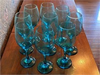 9 Blue Stemware Glasses