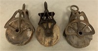 lot of 3 Wooden Pulleys,Ney Co.143,MHT,170