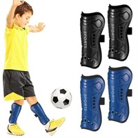 2 Pairs Soccer Shin Guards for Kids 5-12 Years (Bl