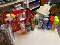 Grocery Basket w/ Assorted Spray Paint (partials)