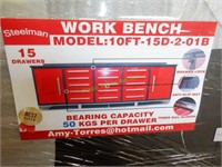 New/Unused 10' Workbench w/Drawers & Cabinets