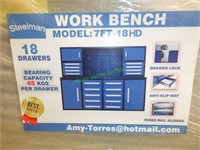New/Unused 7' Workbench w/ 18 Drawers