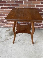 Antique Square top solid oak lamp table