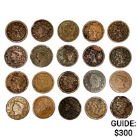 1816-1852 US Large Cents (20 Coins)