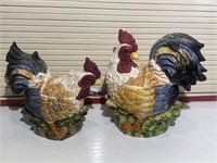 Pair of Rooster/Hen Cookie Jars