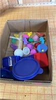 Box of small Tupperware containers