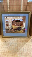 Framed and matted farm picture