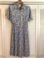 VINTAGE LESLIE FAY FLORAL PRINTED DRESS SIZE 10 P