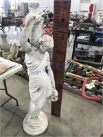 Concrete lady w/ vases statue, 57" tall