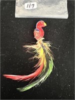 Parrot with Feathers Tail Brooch