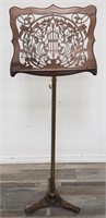 Brass & carved wood music stand