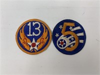 2 Patches WW2 USAF 13 Patch & 5th Air Force Patch
