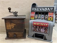 Old coffee grinder & slot machine
