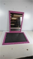 (2) Pink Glittery Frame Wall & Mirror