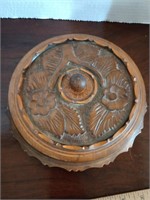 Beautifully carved wooden bowl with lid
