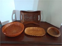 4 different wooden bowls