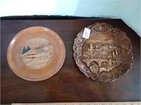 2 wooden plates wall decor