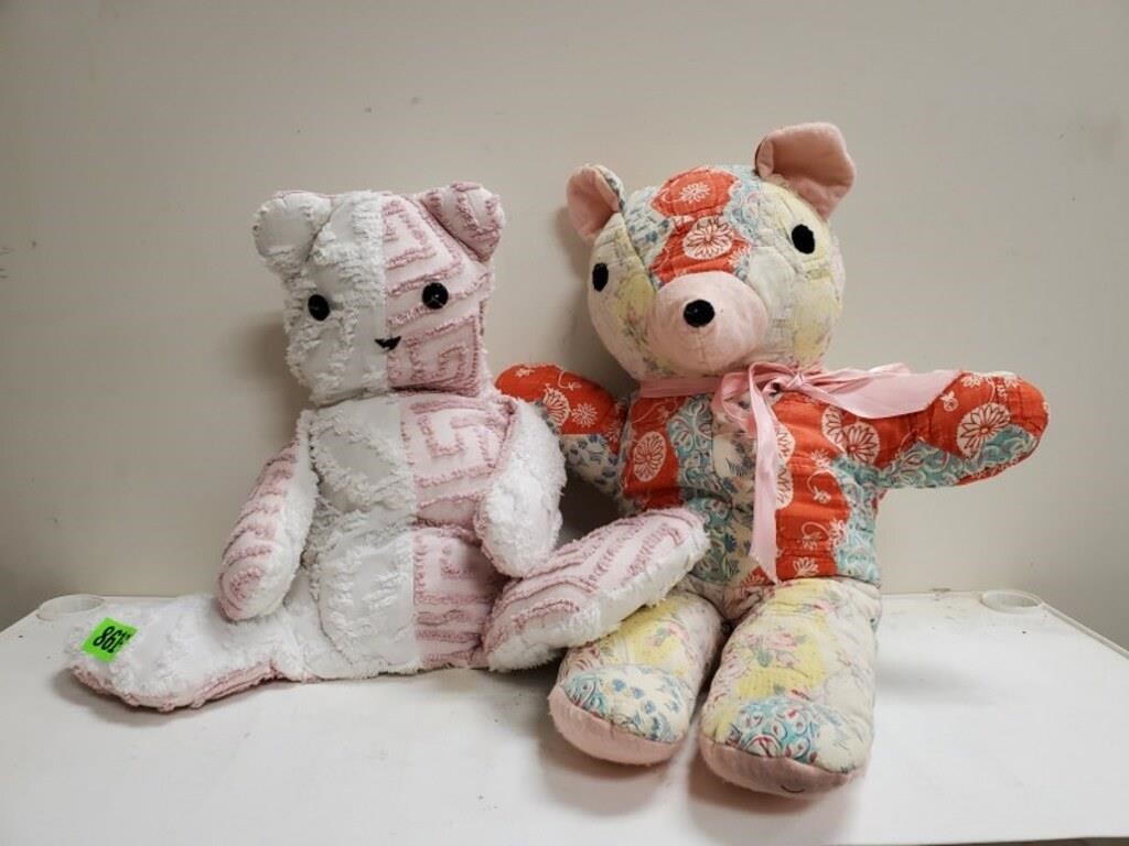 Chenille, quilted teddy bears (2)
