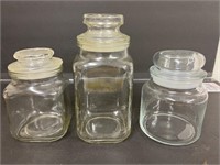 2 vintage jars w lids 1 modern