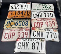 9 Maryland License Plates