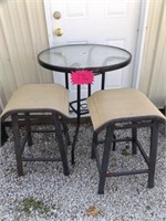 BAR HEIGHT OUTDOOR TABLE & 2 STOOLS
