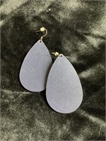 Navy blue leather material earrings